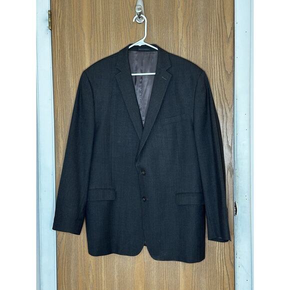 Calvin Klein Men's Sports Jacket 2 Buttons Single Breasted 100% Wool Brown Sz46L - Picture 1 of 11